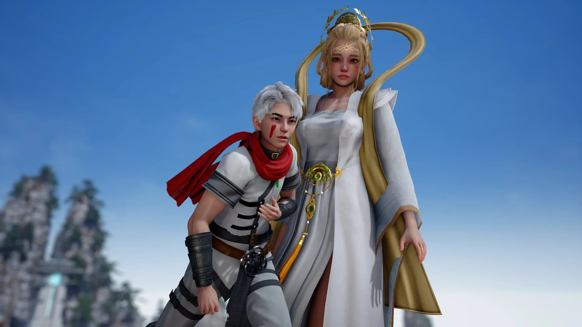 跨界 Cross Realms 主角在灵界遗迹前探索的场景